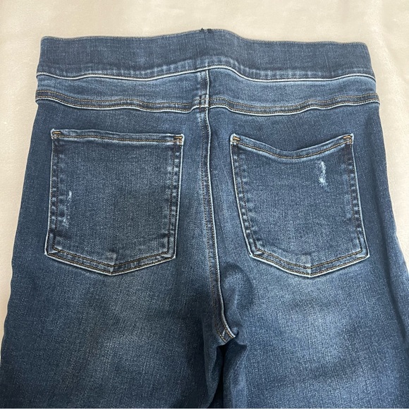 Spanx Distressed Ankle Skinny Jeans dark Wash size small raw hem shapewear - Picture 4 of 10